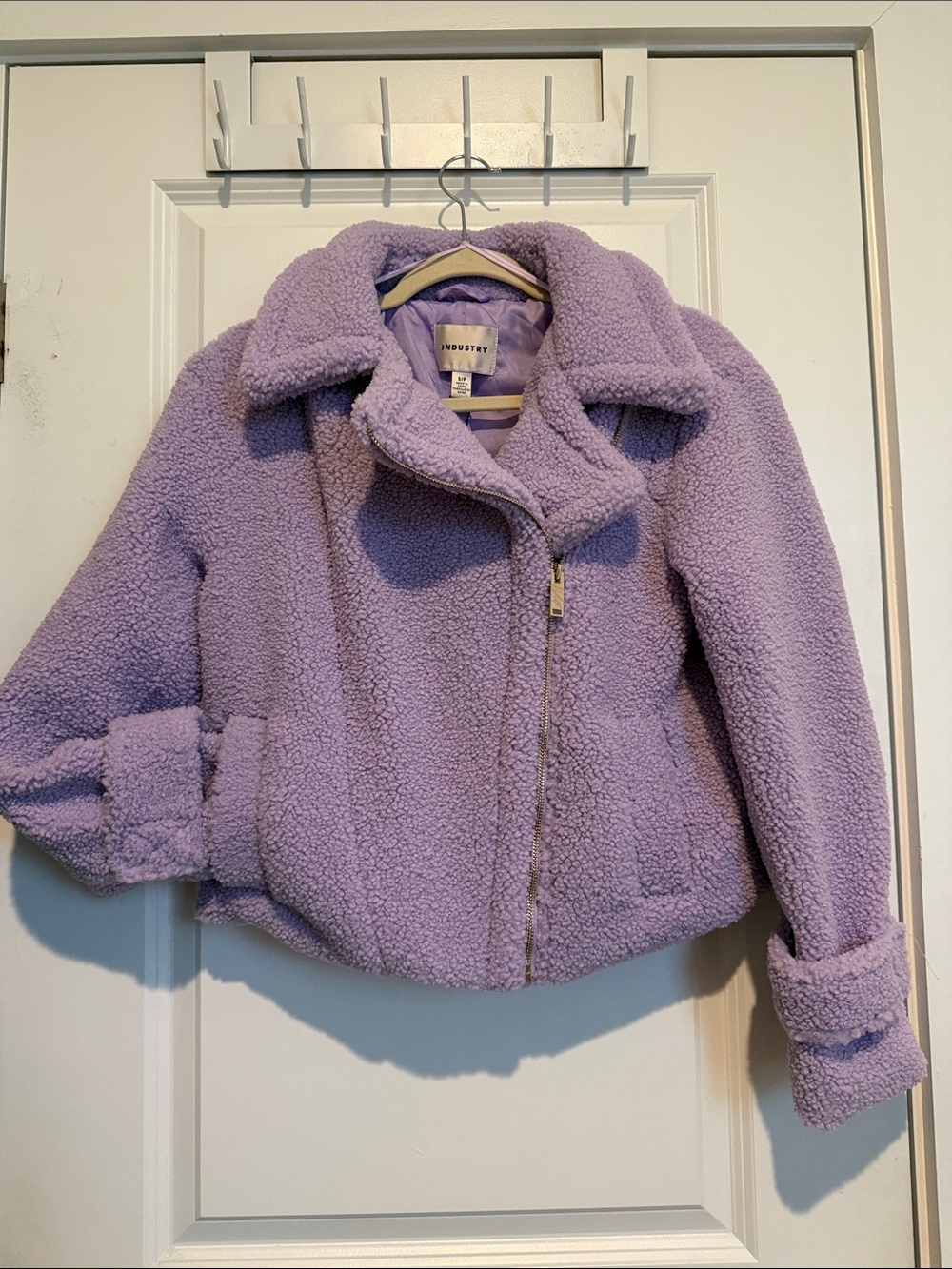 INDUSTRY+ Lilac Sherpa Puffer Jacket - Women's Cozy Zip Front